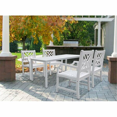 VIFAH Bradley Outdoor 5-piece Wood Patio Dining Set in White V1336SET8